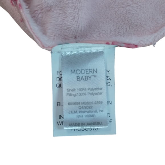 Modern Baby Snuggle Blanket Bunny Pink Flowers Lovey Security Round Teether Wuby - Picture 8 of 10